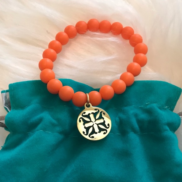 Rustic Cuff || Orange Beaded Bracelet - Picture 2 of 3